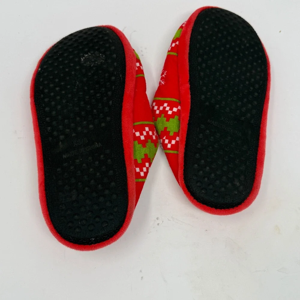The‎ Grinch Christmas Red Slippers Kids XS/6 Holiday Winter Loungewear